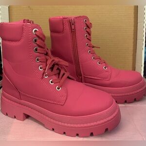 Hot Pink (Size US 7.5) Unisex Combat Boots